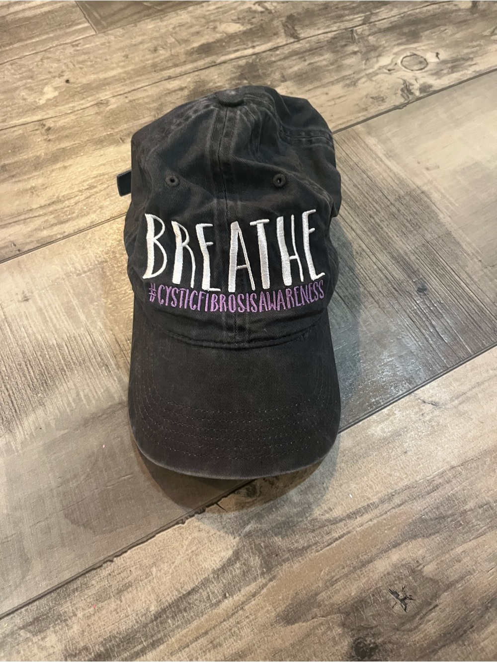 Breathe Cystic Fibrosis Awareness Dark Gray Adjustable Baseball Cap Hat
